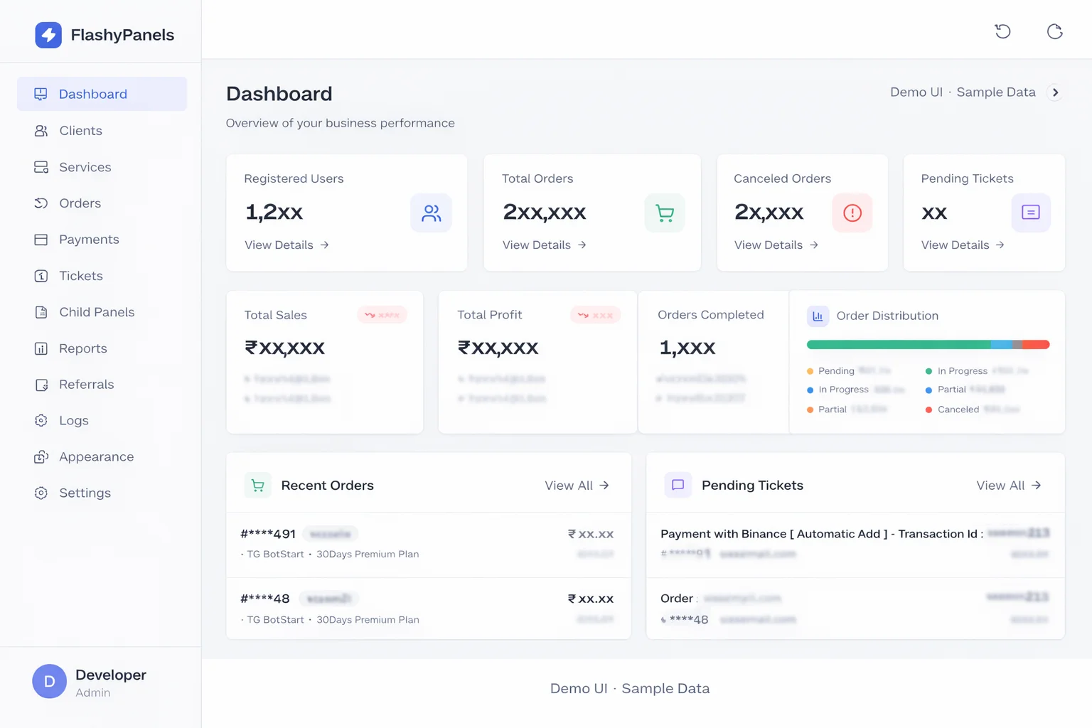 FlashyPanels SMM rental panel dashboard